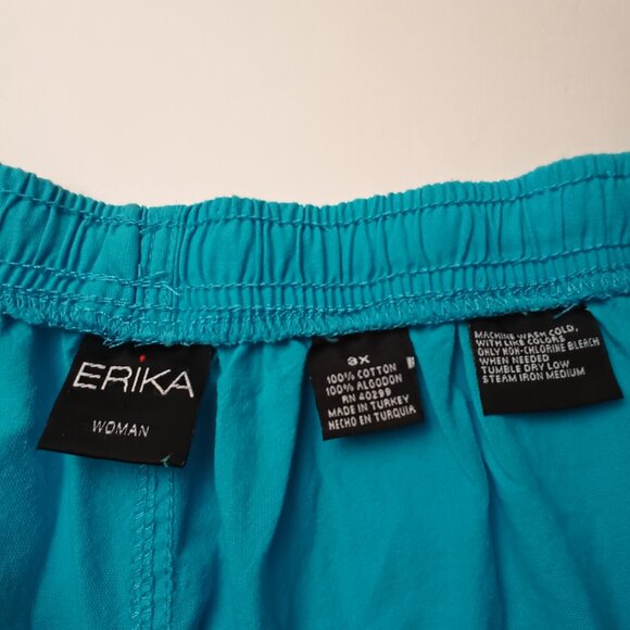 NWT Erika Cropped Pants Size 3X High Rise Straight Leg Turquoise Color Caribbean - Picture 6 of 11